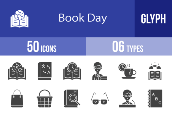 50 Book Day Glyph Icons: Your Ultimate Design Toolkit