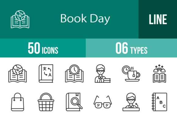 50 Book Day Line Icons: A Designer's Toolkit for Literacy