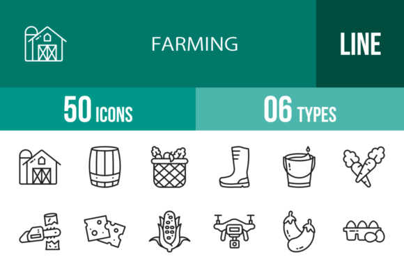 50 Farming Line Icons: Essential Assets for Agricultural Design