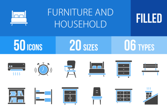 50 Furniture and Household Icons: A Designer's Toolkit