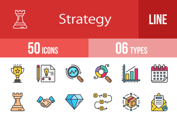 50 Strategy Filled Line Icons: A Visual Toolkit for Business Clarity