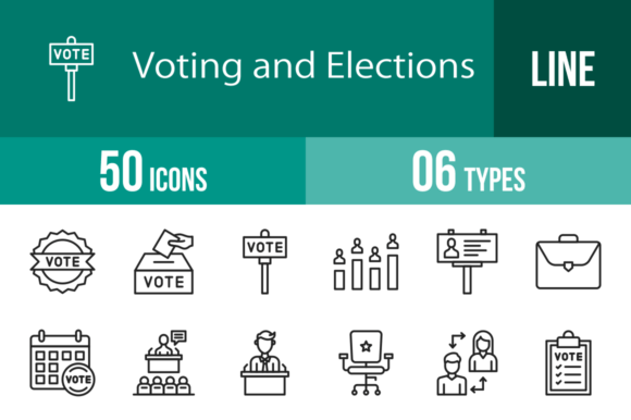 50 Voting and Elections Line Icons for Visual Impact
