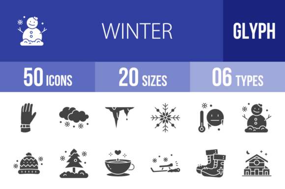 50 Winter Glyph Icons: Essential Vectors for Seasonal Design