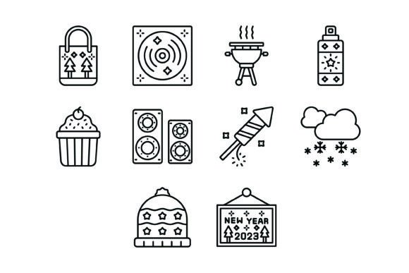 Celebrate in Style: The 10 New Year Outline Icons Bundle
