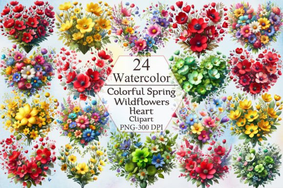 Colorful Spring Wildflowers Heart: A Burst of Floral Energy