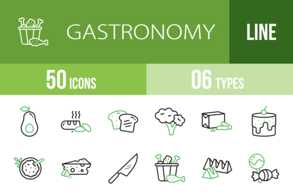Elevate Your Brand with 50 Gastronomy Line Icons