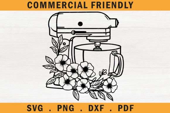 Elevate Your Kitchen Designs with a Floral Stand Mixer SVG