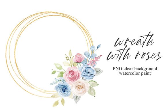 Floral Gold Frame: A Wreath of Roses for Elegant Designs
