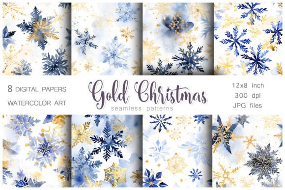 Gold Christmas Seamless Pattern Bundle: Festive Design Assets