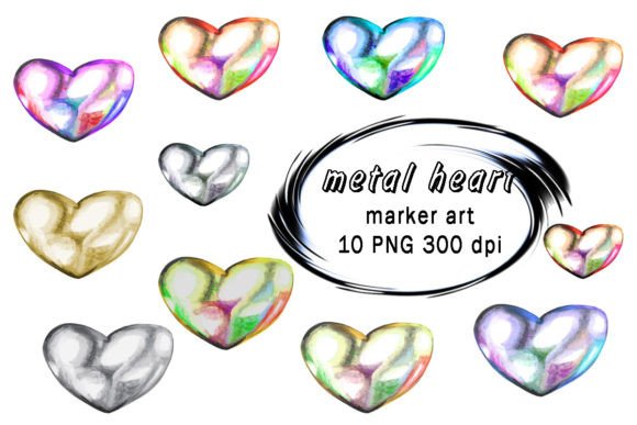 Metal Heart Marker Clipart: Handmade Digital Assets for Authentic Design