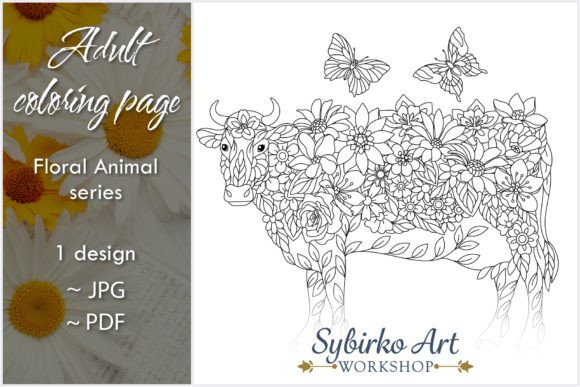Spring Floral Cow Coloring Page: A Fresh Design Asset for Your Projects