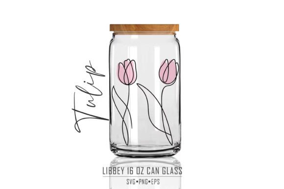 Tulip Line Art 16 Oz Can Glass Template: A Fresh Floral Asset